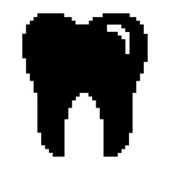 Fototapeta premium Black pixel art vector of a human tooth with a small cavity