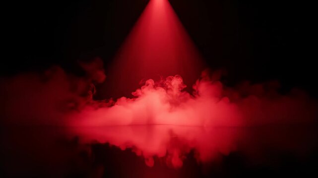 Red spotlight on smoke cloud for commercial backgrounds, digital design, and advertising