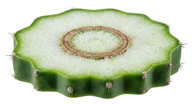 Detailed Cactus Cross-Section Showing Internal Plant Anatomy Isolated on White Background