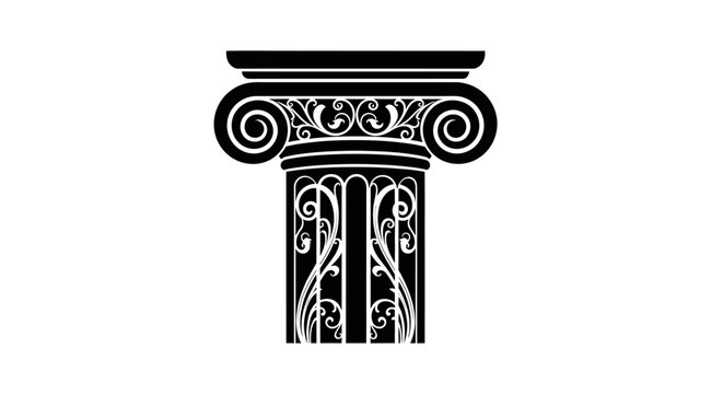 Black and white ancient column capital.