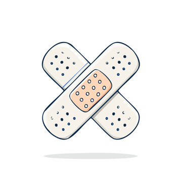 Two medical bandages crossed to form a healing symbol of care and recovery