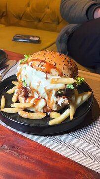 Cheesy Zinger Burger with Fries