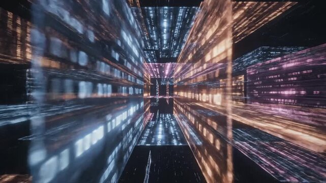Abstract digital light tunnel for commercial backgrounds, digital design, and advertising
