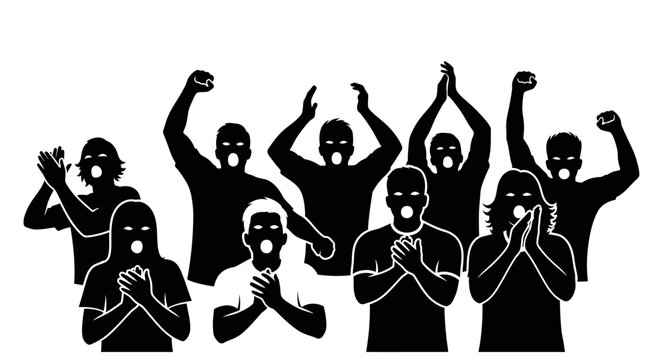 Group of people with raised fists.