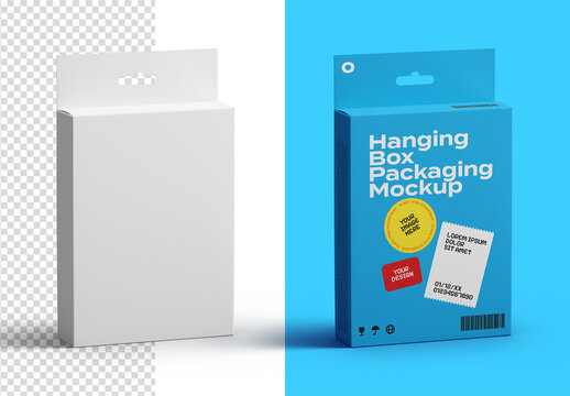 Hanging Packaging Box Mockup Isolated