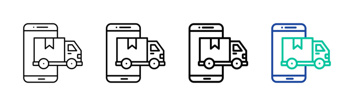 Mobile Delivery Icon Collection Different Style Outline