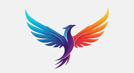 Obraz premium Black vector illustration of a flying eagle and dove with angel wings as a symbolic tattoo design for freedom and peace