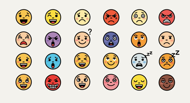 Seamless pattern of Easter eggs and smiley emoticon faces in colorful cartoon illustration design