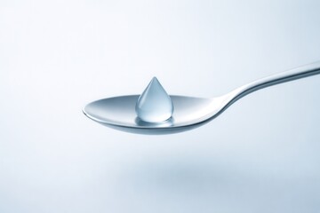 Fototapeta premium Water drop on spoon minimal concept purity balance liquid reflection clean design abstract art