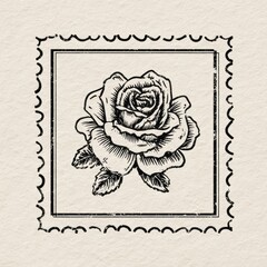 Fototapeta premium Vintage rose stamp illustration.