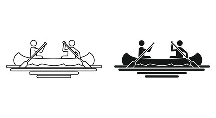 Two pairs of rowers in canoes depicted in a minimalist style silhouette © nhpvect02