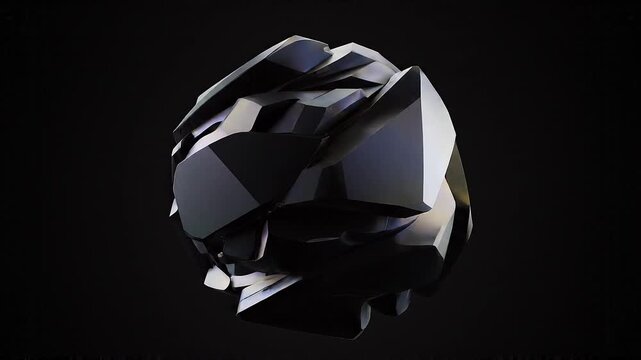 3D rendered black crystal geometric shape on dark background