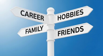 Obraz premium Crossroads of Life - Balancing Career, Family, Hobbies, and Friends.