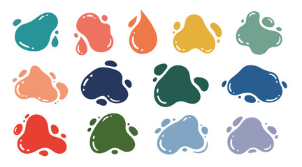 Fototapeta premium Set of colored amoeba organic irregular shapes. Creative liquid blob elements, various cartoon organic shapes.