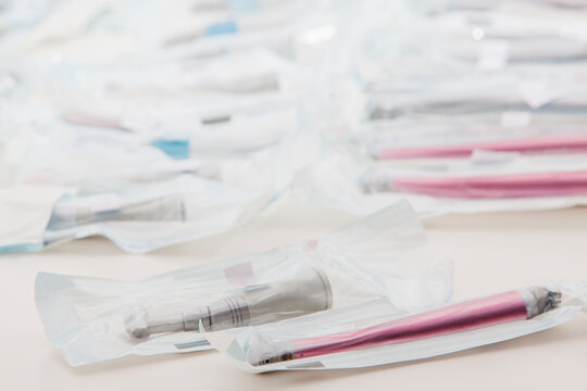 Various sterilized dental tools