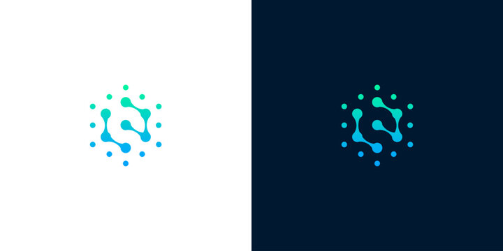 Abstract futuristic network connection logo design symbolizing innovation, digital communication, and advanced technology for modern businesses and data solutions