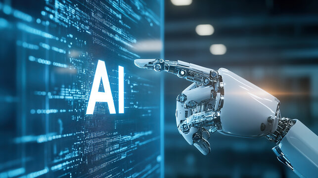 Artificial intelligence robot manipulator and AI theme technology background