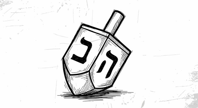 A dreidel spinning on a surface.