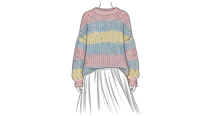 Colorful striped long sleeve sweater. © Erico