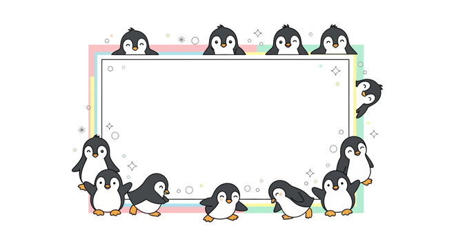 Penguins in a frame together.