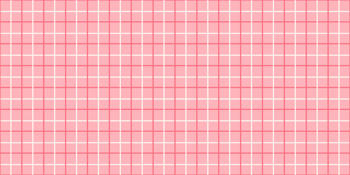 Pink plaid seamless pattern. Geometric square grid line background. Cute checked print for wrapping paper, fabric and textile. Simple tablecloth pattern. Vector illustration
