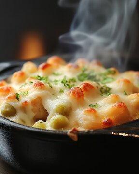 Steaming Golden Brown Baked Lima Bean Casserole in a Dish