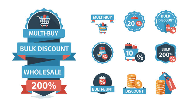Discount labels and icons set.