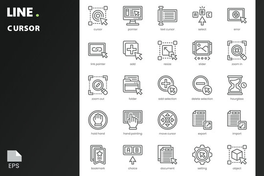 Cursor Icon pack for your website, mobile, presentation, and logo design. Cursor Icon outline design. Vector graphics illustration and editable stroke.