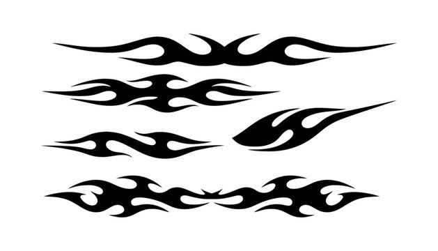 tribal flame graphics and fire elements for automotive Hot Rod customization  design