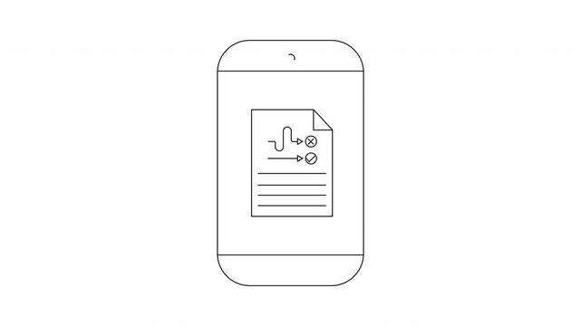 Smartphone App with Medical Data Outline Icon Animation.