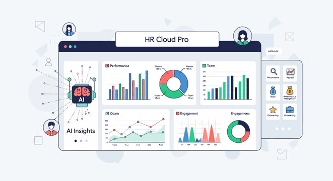 Dashboard interface showcasing AI-powered HR analytics and data visualization tools.