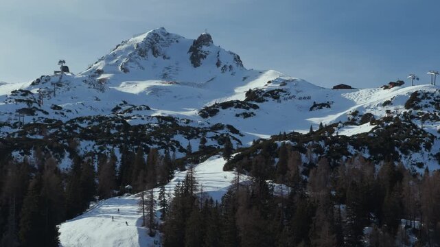 Stunning alpine panorama snow covered Grubigstein ski resort in Tyrol Austria. Shot on a smartphone