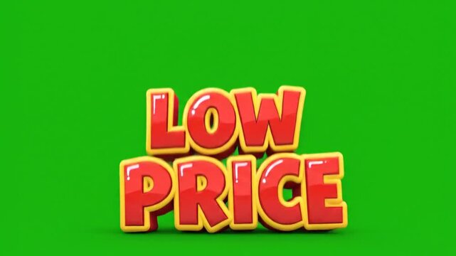 Low Price 3D Text on Green Screen for Sales Promotions