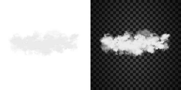 Vector realistic cloud, smoke or fog on isolated transparent background. Cloud png. Cloud, smoke, fog png