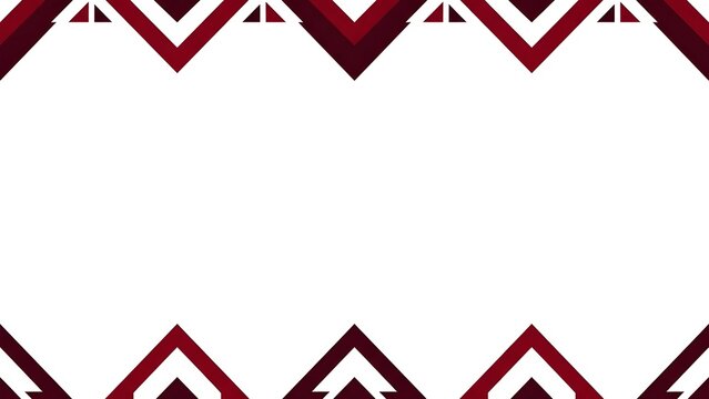 Modern high-contrast business background with dark red and maroon geometric chevron patterns on borders leaving perfectly white copy space, AI-generated