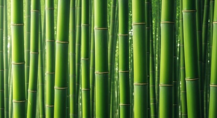 Obraz premium Vibrant Green Bamboo Forest Sunlight Pattern.