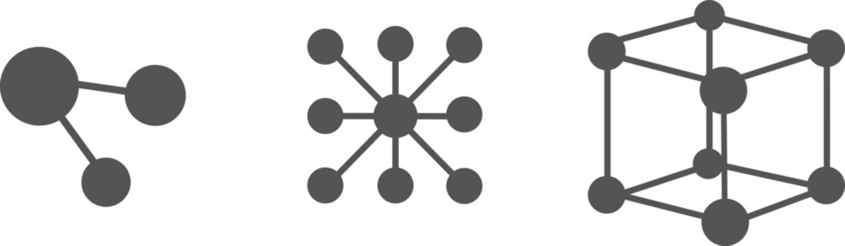 Graph theory diagrams showing different geometric and network structures