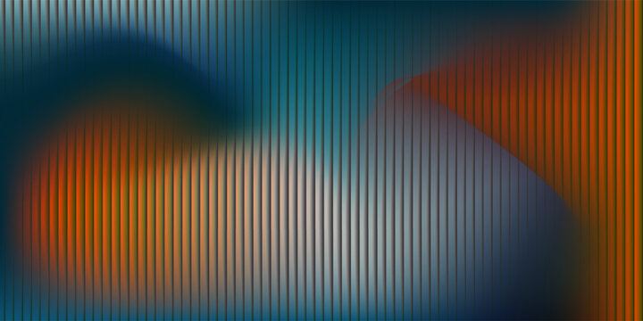 vertical glass texture with vibrant cyan and orange abstract background. High contrast gradient blur with dynamic color transition and soft distortion. Vector illustration