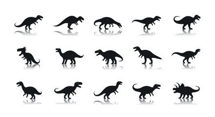 Ancient Predator Dinosaur Silhouettes Vector Illustration Set for Prehistoric Design Elements © Fajar