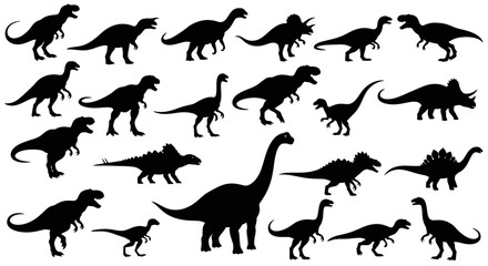 Ancient Dinosaur Silhouette Illustration Set of Prehistoric Reptile Design Elements © Fajar