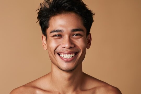 Happy face dimples person.