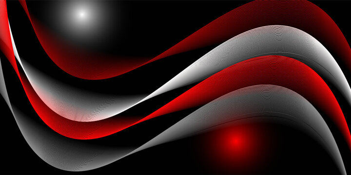 Neon flowing wavy lines on black background. Abstract sound wave design for ai concept, equalizer, audio record, voice assistant. Blue, pink orange gradient curve stripes. Vector wallpaper