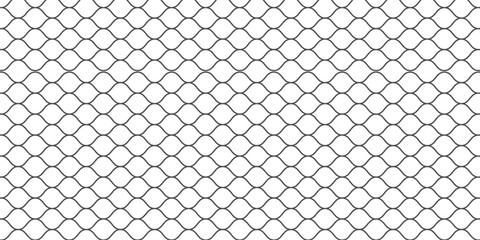 Fishing net seamless pattern. Mosquito protection flying insect plastic net. Football gates mesh texture. Basketball hoop pattern. Chain link fence. Vector illustration on white background. © Uddin
