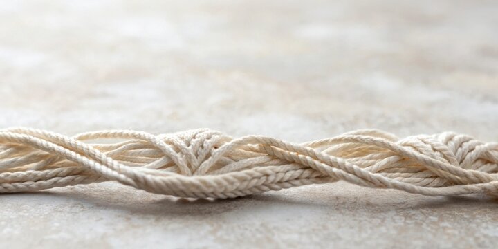 Cream-colored twisted cord arranged in a soft, flowing pattern on a neutral background