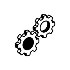 Fototapeta premium Isometric cog gears icon logo flat vector design