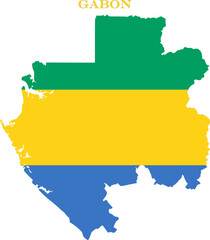 Fototapeta premium Gabon Map Flag Central Africa National Vector Outline Design