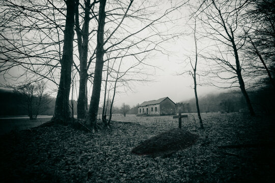 Old abandoned house in the deep dark forest