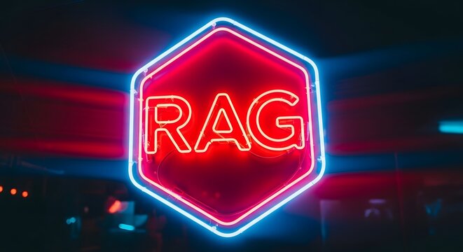 Rag retrieval augmented generation neon sign ai language model innovation