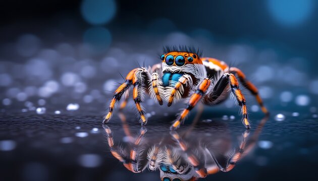 A Close-Up of a Colorful Jumping Spider