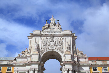 Fototapeta premium 조각,문양,월계관,아치,천장,아우구스타개선문,Arco da Rua Augusta,코메르시우광장,리스본,포르투갈